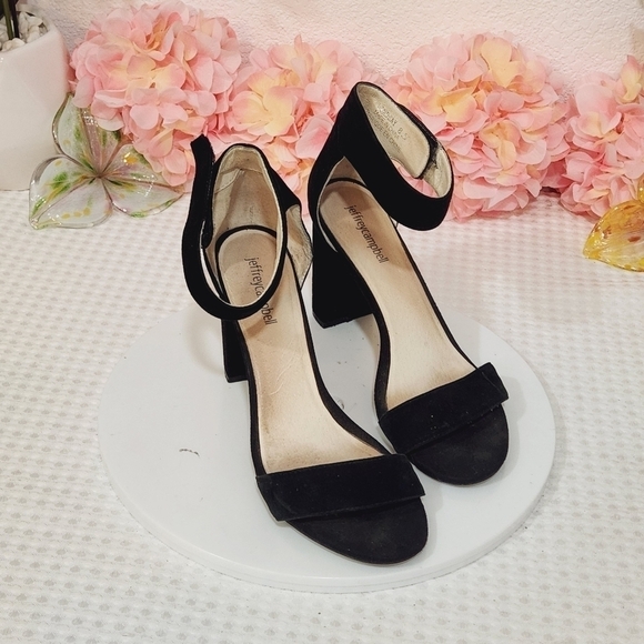 Jeffrey Campbell Lindsay Black Suede Ankle Strap Block Heel Black Size 8.5 - Picture 6 of 8